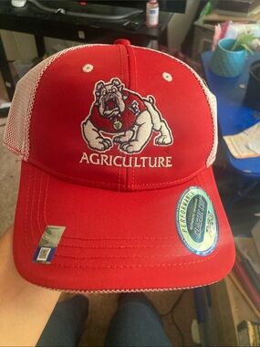 Red Bulldog Agriculture Trucker Hat with White Mesh